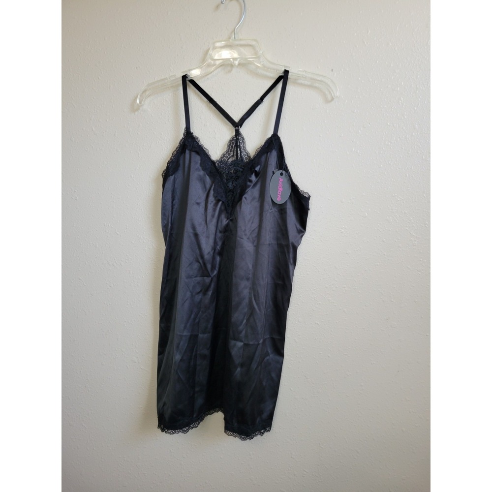 Avidlove Black‎ Lace Babydoll Chemise Medium Halter Lingerie